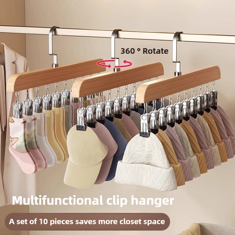 Organizer for Leggings with 10 Clips for Wardrobe, Spare Parts with Multiple Clips for Trousers and Scarves