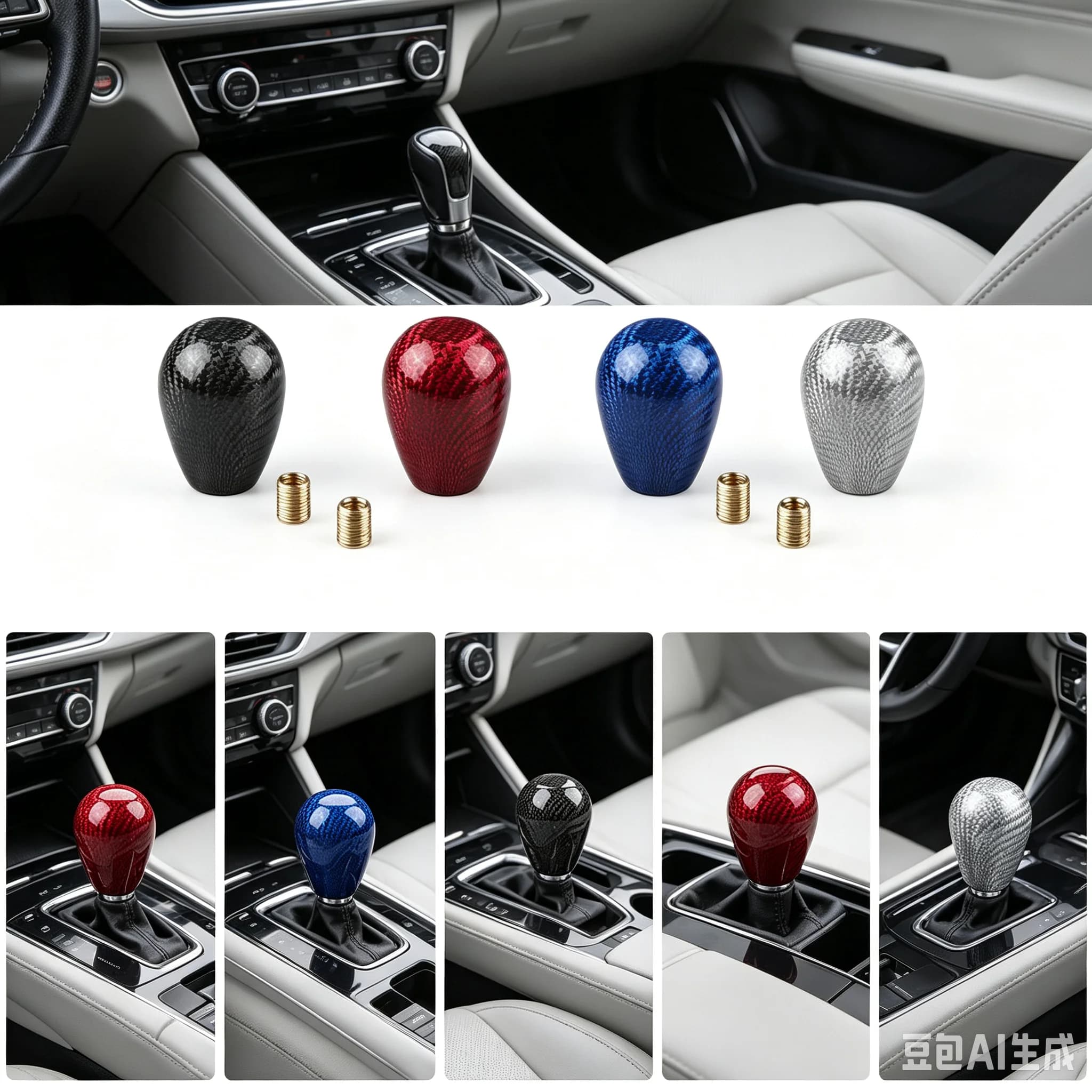 Universal Car Carbon Fiber Aluminum Gear Shift Knob Gearshift Shifter Stick Knob Lever Headball MT AT Fit For Honda Toyota