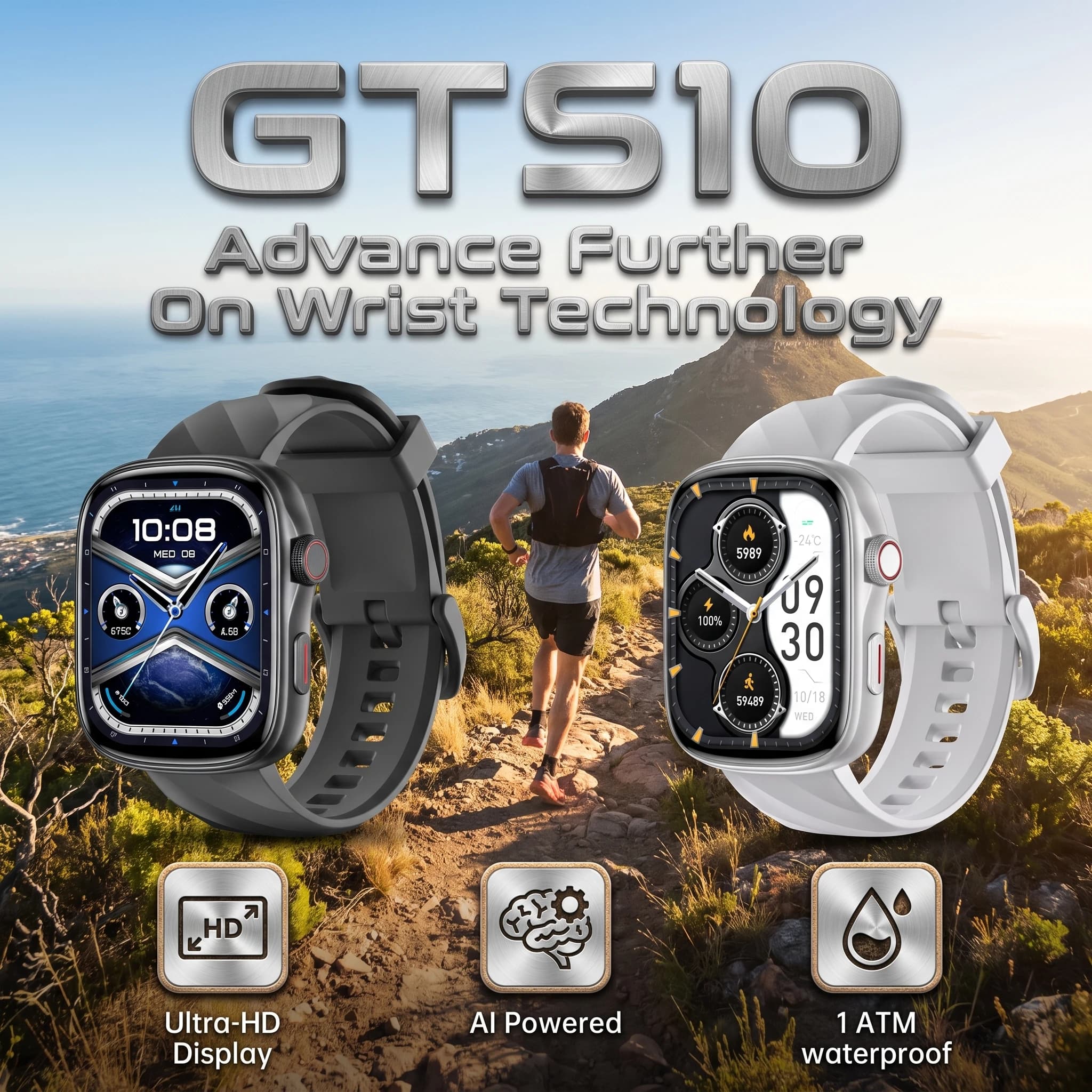 GTS10 Smart Watch Men 1.95" AMOLED Large Screen AI Sleep Analysis Fitness Tracker Heart Rate Health Monitor Sports Smartwatch