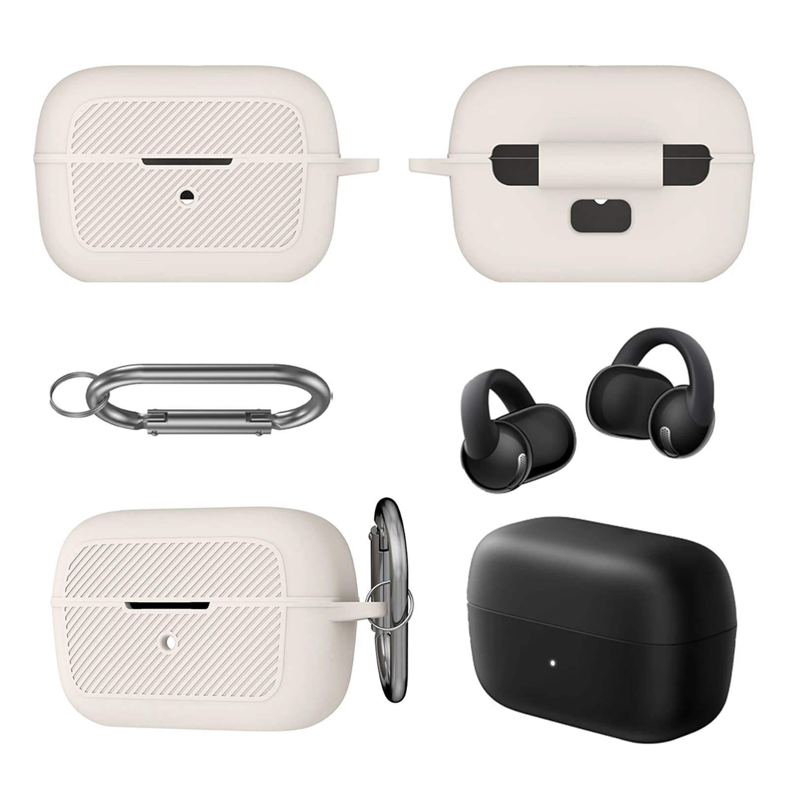 Silicone Case Soft Flexible Scratch Resistant Earphone Case with Carabiner for Anker for Soundcore C50i Accessories