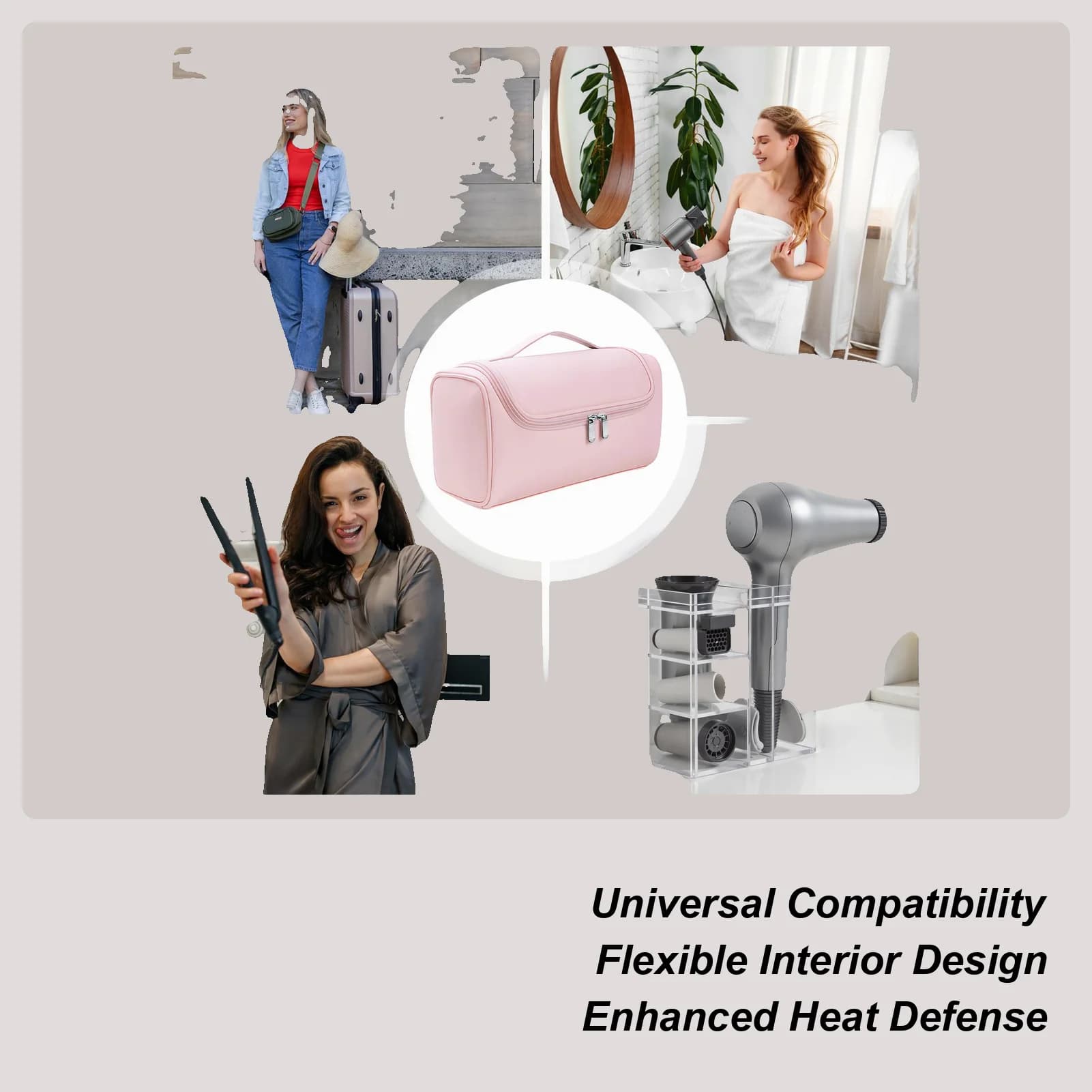 Travel Case for Iron Hairdresser Portable Heat Resistant Travel Bag for Organization of Home For Dryer Iron Curlers Travel