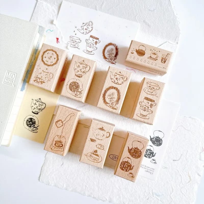 Vintage Teapot Tea Sets Special Drink Wooden Rubber Stamp DIY Scrapbooking Photo Album Card Making Wood Seal