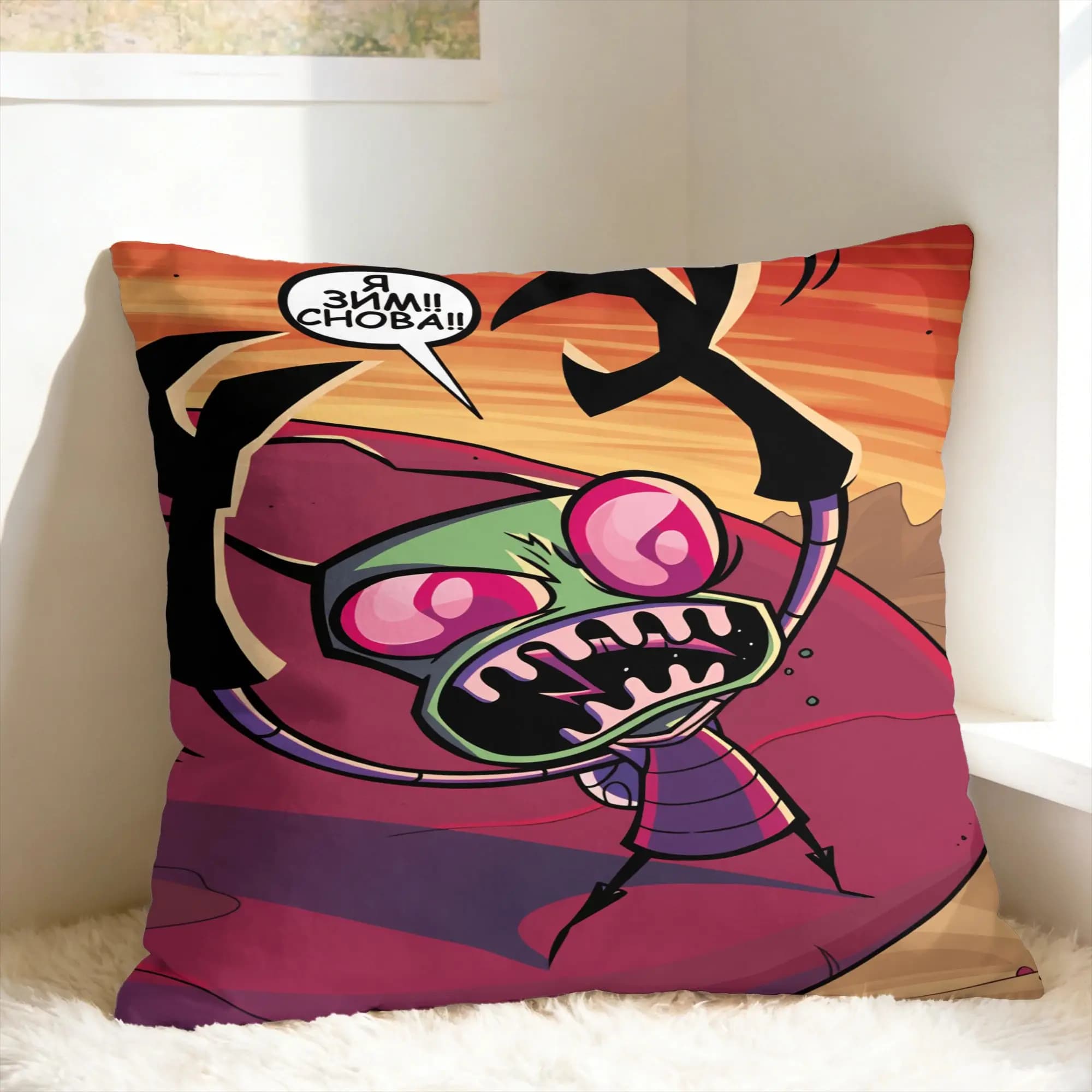 Fodera per cuscino I-Invader ZIM Anime, fodera per cuscino alla moda, fodere morbide per divano, decorazioni per la casa