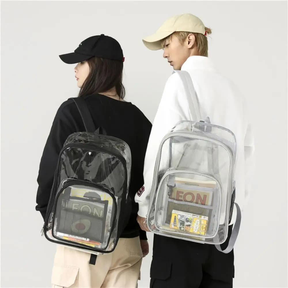 Large Capacity Transparent PVC Backpack Pure Color Jelly Texture Versatile Clear Bag Waterproof Fashion Backpack Summer Season