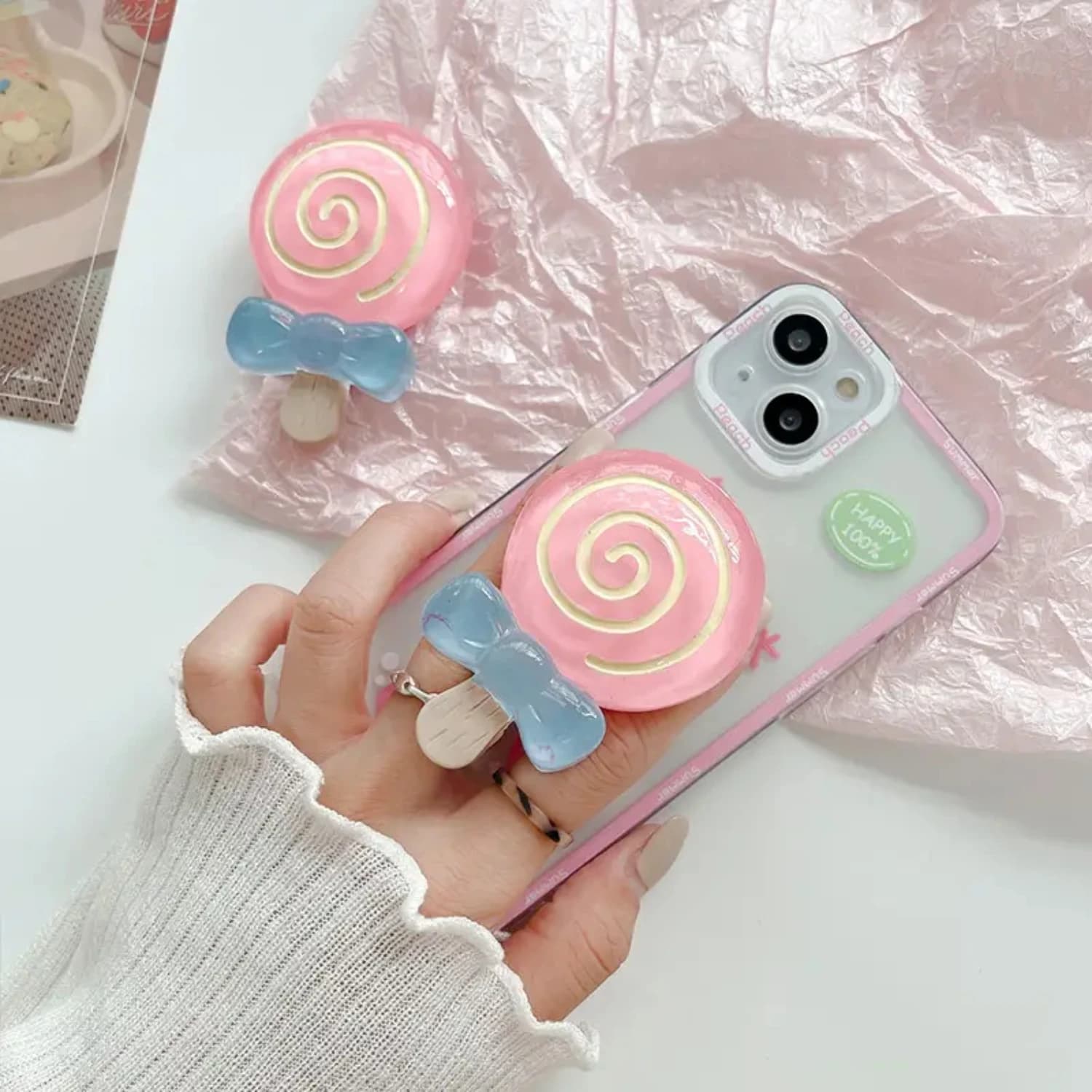 3D Lollipop Corea Epossidico Carino Supporto Per La Presa Del Telefono Cellulare Tok Supporto Mobile Griptok Per IPhone 13 Pro Max IPad Staffa Per Auto