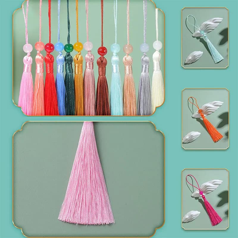 5-100 pcs. Handmade polyester tassels, Soft hand crafted tassels with ring and brush fringes for creating DIY jewellery