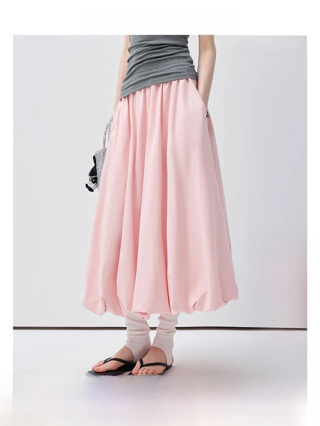 VEGA CHANG Pink Flower Bud Half Skirt 2026 Summer New Loose Fit Breathable Meat Concealing Slimming A-Line Skirt