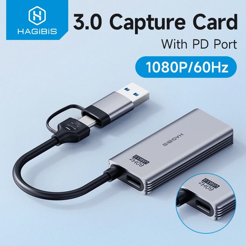 Scheda di acquisizione video USB 3.0 Hagibis con PD da 100 W per Meta Quest 3 iPad da HDMI a USB/Tipo-c Videoregistratore per streaming live da gioco