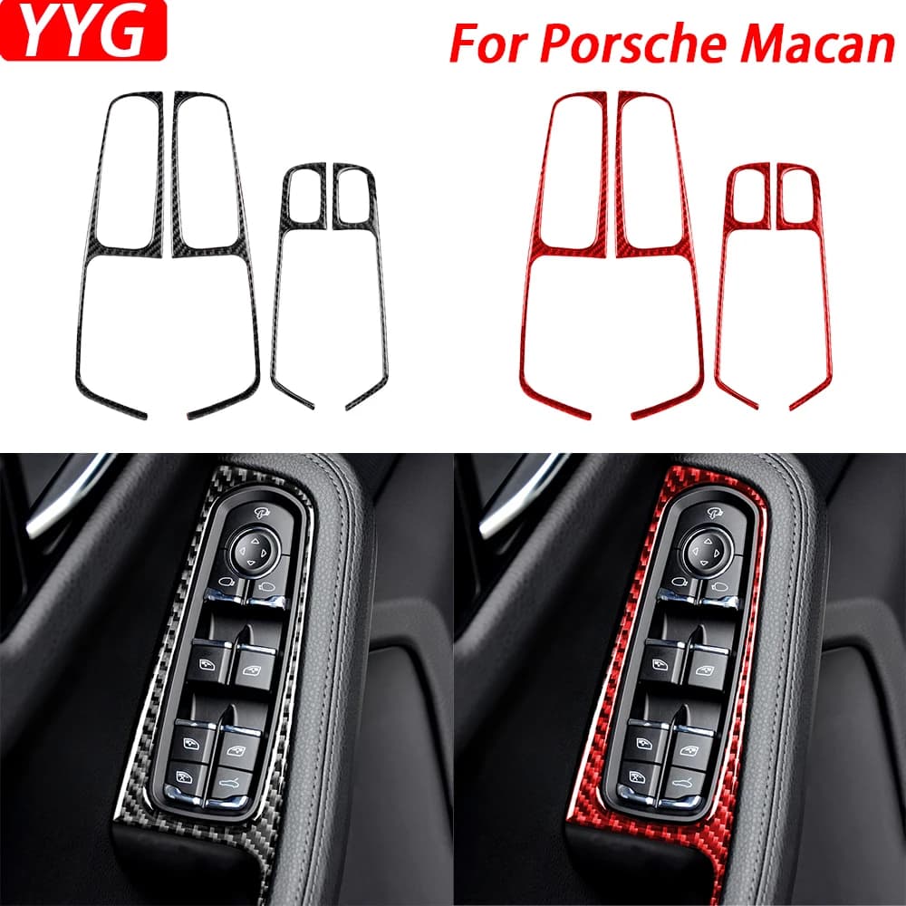 Per Porsche Macan 2014-2021 Pannello di controllo dell'ascensore della finestra in fibra di carbonio Striscia modificata Accessori per la decorazione di interni dell'auto Adesivo