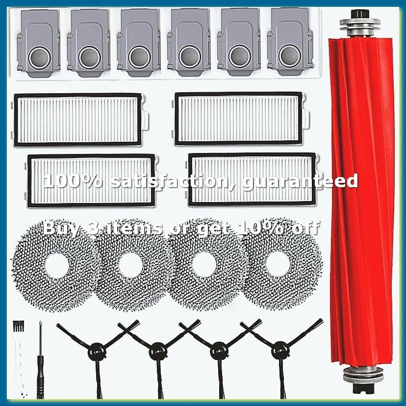 Accessory Set for Qrevo S/Qrevo Pro Robot Vacuum Cleaner, Replacement Main Brush Dust Bags Mop Pads Filters-A009