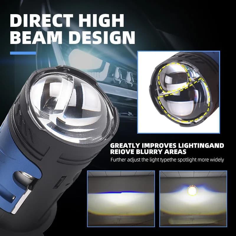 Faro Auto Bi-LED H4 12V 65W 6000K con Lente Laser e Proiettore Hi/Lo Beam per Retrofit
