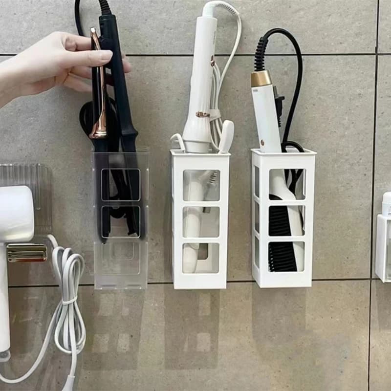 Wall mounted Bathroom Hair Dryer Holder Storage Box Hanging Rack Curling Plastic Shelf Bathroom Organizer Storage Rack