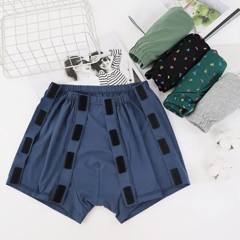 Easy To Wear Men's Boxer Underwear Washable Skin-Friendly Open-Side Boxer Briefs Multifunctional Elastic Postoperation Briefs