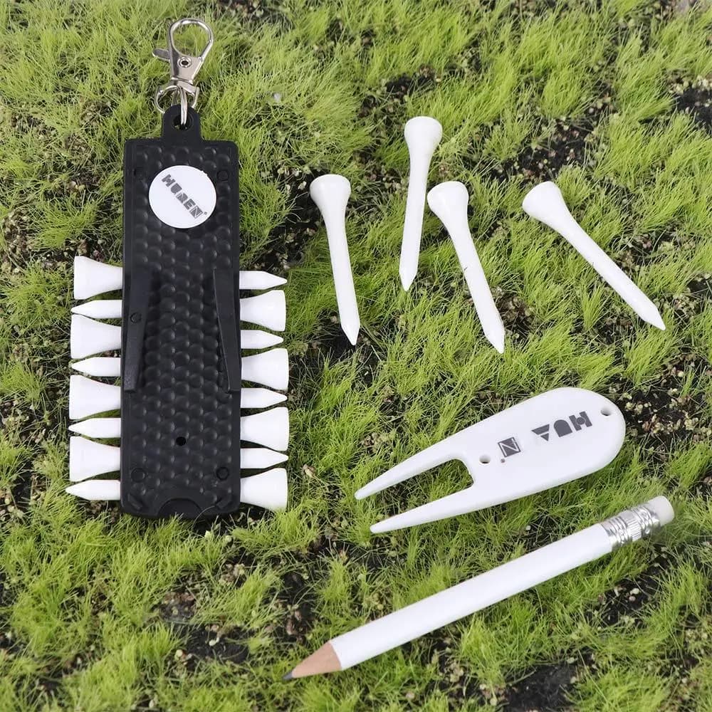 Strumento di riparazione Divot Tees da golf Rack Dispositivo di archiviazione Sostituzione Tees da golf Titolare Matita per marcatura 3 in 1 Forchetta verde Golf Regalo per golfisti