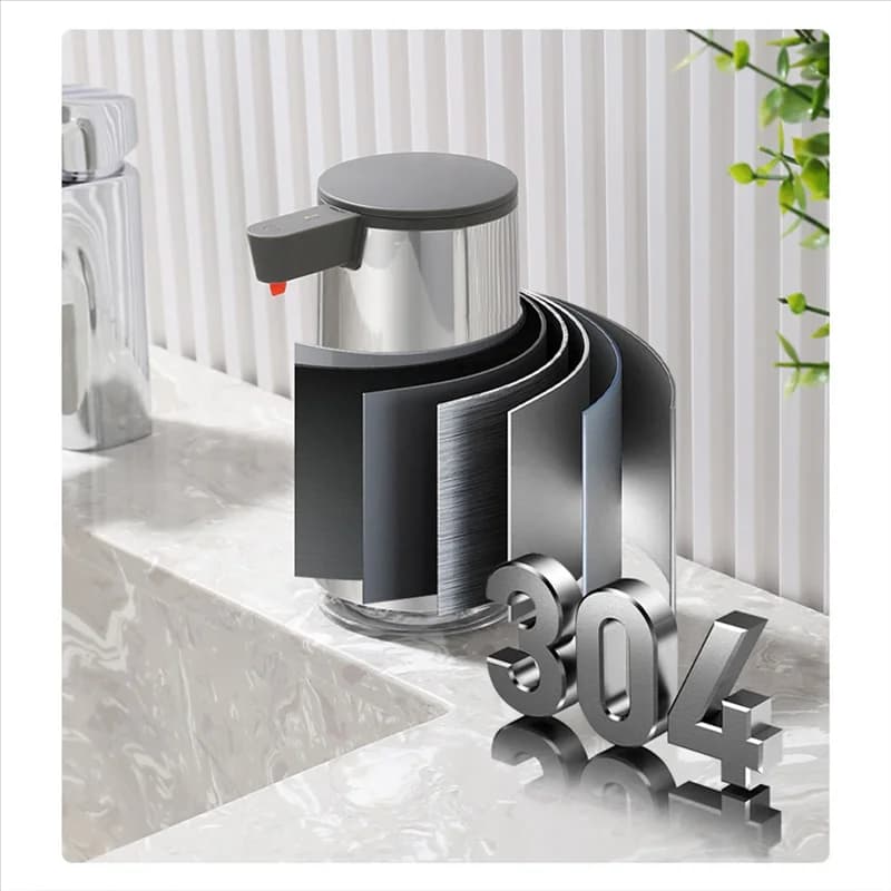 ABMS-Dispenser di sapone automatico in acciaio inossidabile con sensore a infrarossi Dispenser di sapone liquido per mani per bagno