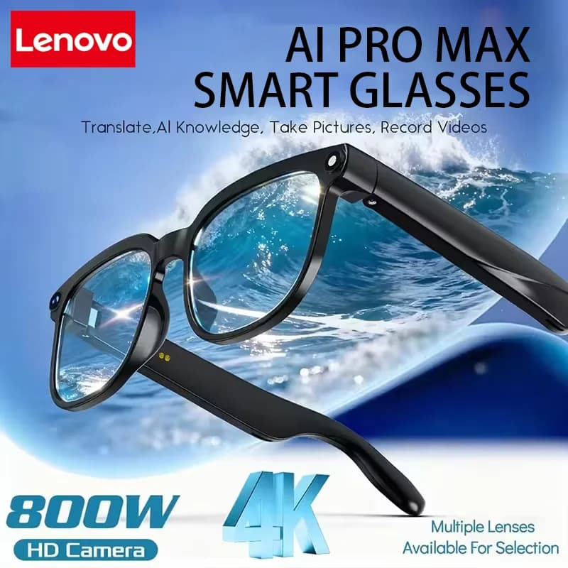 Lenovo Smart Car Glasses 8K Professional HD Video Record Camera ChatGPT Bluetooth Call Language Translation Music Sunglasses Men