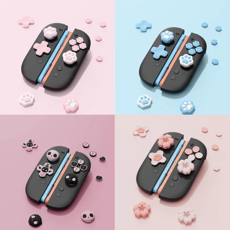NUOVO Carino D-pad Pulsante Croce ABXY Chiave Adesivo Joystick Thumb Stick Grip Cap Cover Per Nintendo Switch 2 NS2 Joy-con Skin Case