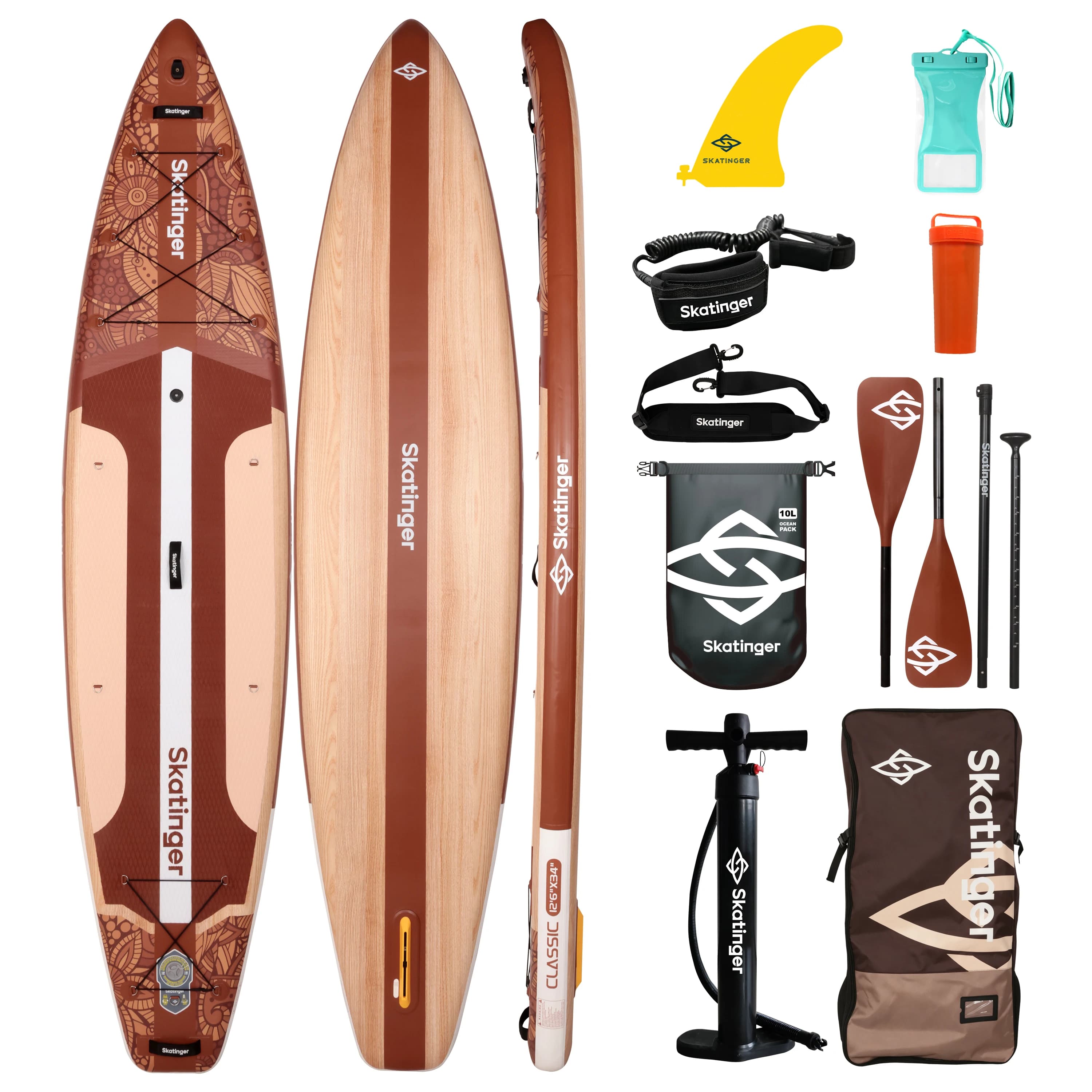 SKATINGER 12'6''x34''x6'' Inflatable Paddle Board for Adults Waterproof Standing Style SUP Board with Accessories for Aquatic