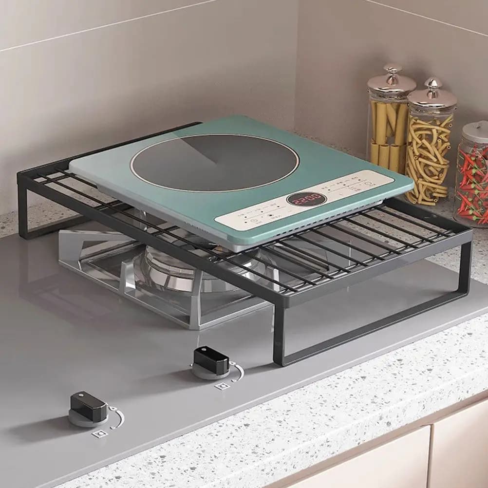 Supporto da Cucina in Metallo, Copertura per Fornello a Gas, Supporti per Piano Cottura a Induzione, Resistente al Calore, Stand Multifunzionale per Stoccaggio