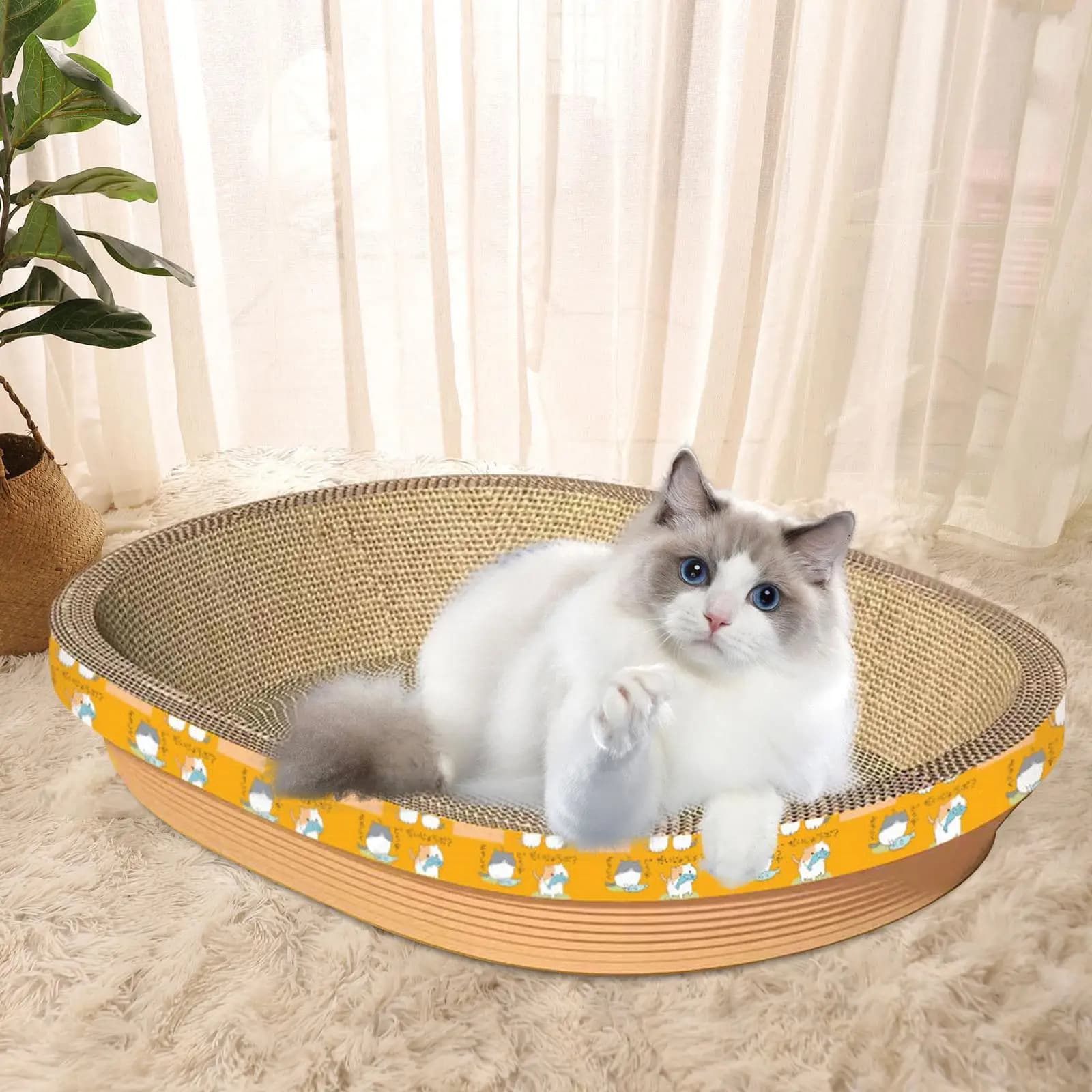 Cat Scratcher Pad Thickened Cardboard Cat Scratch Lounger Sofa Protector for Bedroom Rest