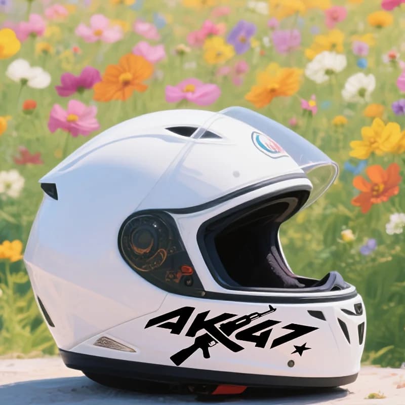 Adesivo in vinile impermeabile a forma di AK47 per casco da moto, finestrino auto, paraurti.