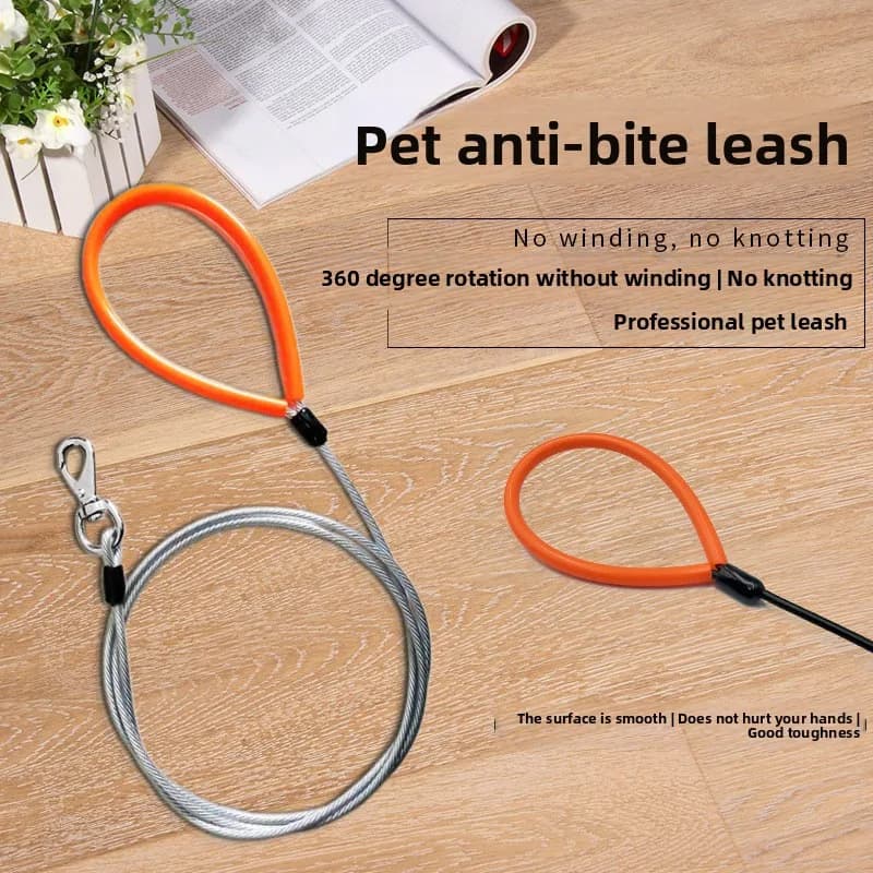 Guinzaglio per cani Filo di acciaio Catena per cani Guinzaglio anti-morso per corda di trazione da passeggio per cani Guinzagli per cani a prova di masticazione lunghi 200 cm Accessori per animali domestici