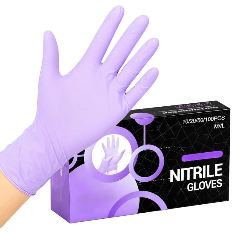10-100PCS Guanti in nitrile viola chiaro Guanti monouso per pulizia in nitrile Guanti per tatuaggi Parrucchiere Strumento impermeabile resistente alle macchie
