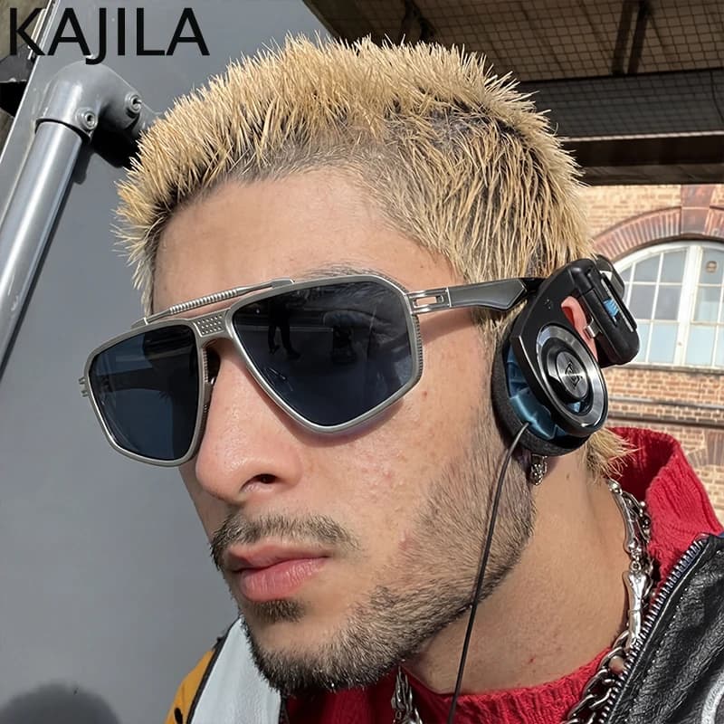 Classic Oversized Steampunk Metal Square Sunglasses Men 2026 Luxury Designer Pilot Double Bridge Sun Glasses Male Vintage Shades