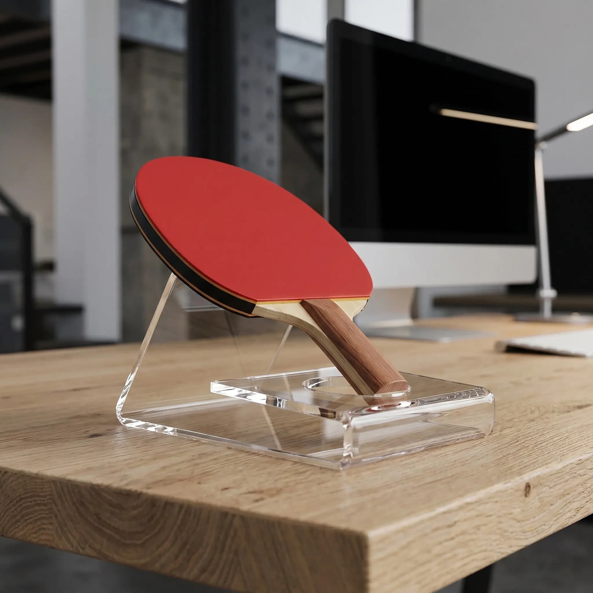 Acrylic Ping Pong Paddle Stand Clear Displaying Base for Table Tennis Racket Organization Home Office Study Use Table Tennis