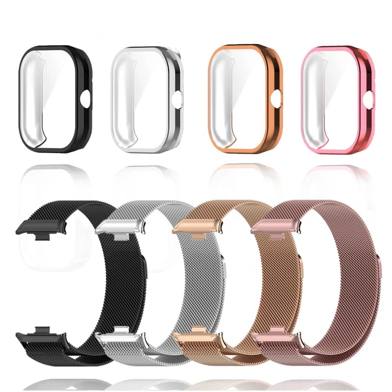 Cinturino in metallo per Xiaomi Redmi Watch 4 5 6 cinturino con custodia in TPU protezione schermo cinturino con anello magnetico milanese di ricambio morbido