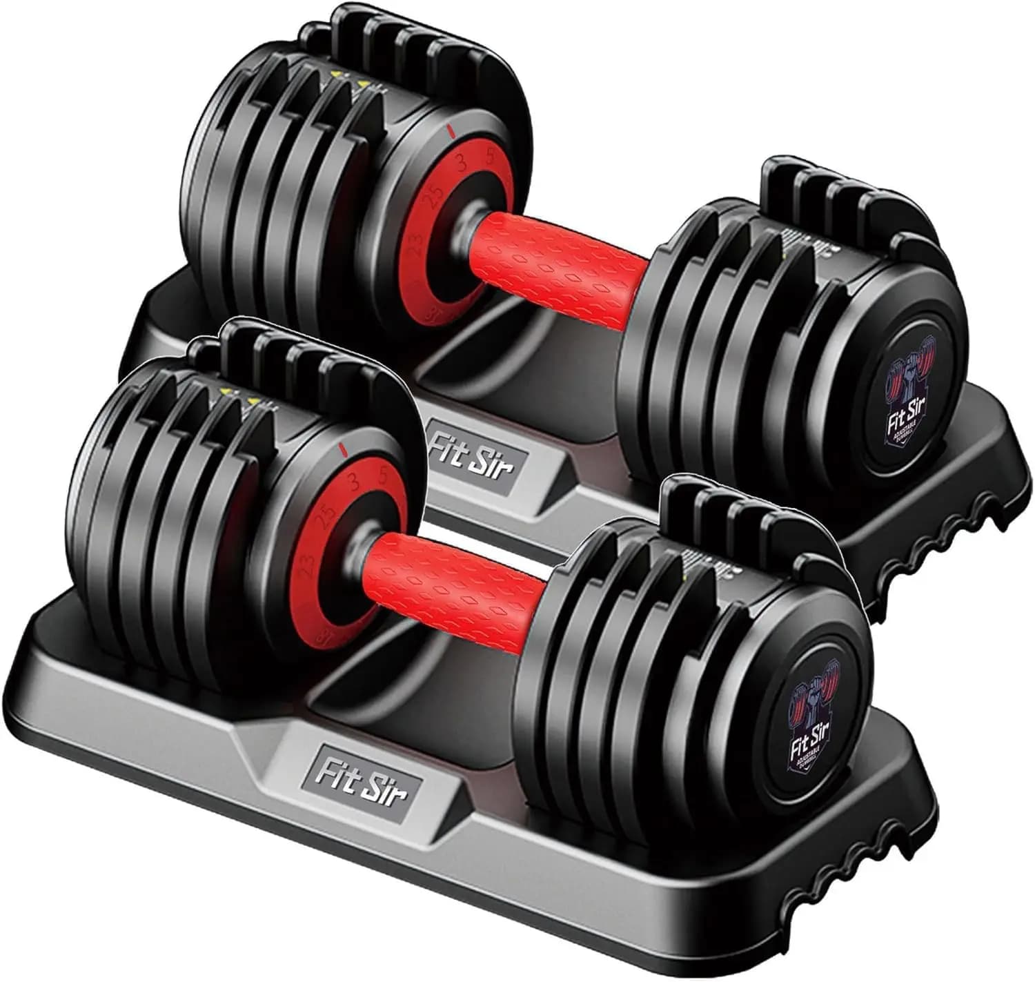 Adjustable Manubri Set 10-in-1 from 25LB/55LB with Security Lock System, Quick Change, Non-slip Handle for Home Gym