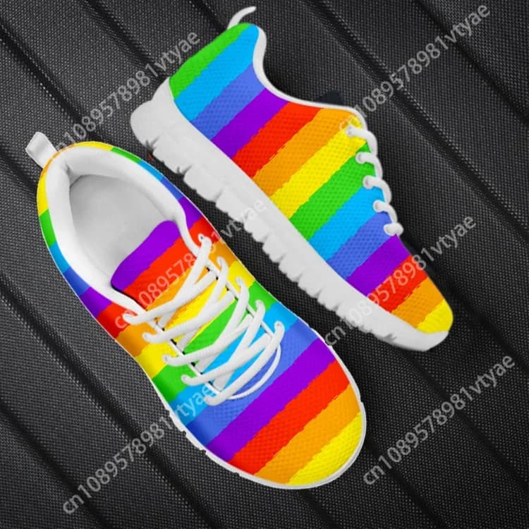FORUDESIGNS Rainbow Flag Pride Lgbt Friends Design scarpe da donna Flats Casual Sneakers scarpe donna Lace-up Summer Female Zapatos