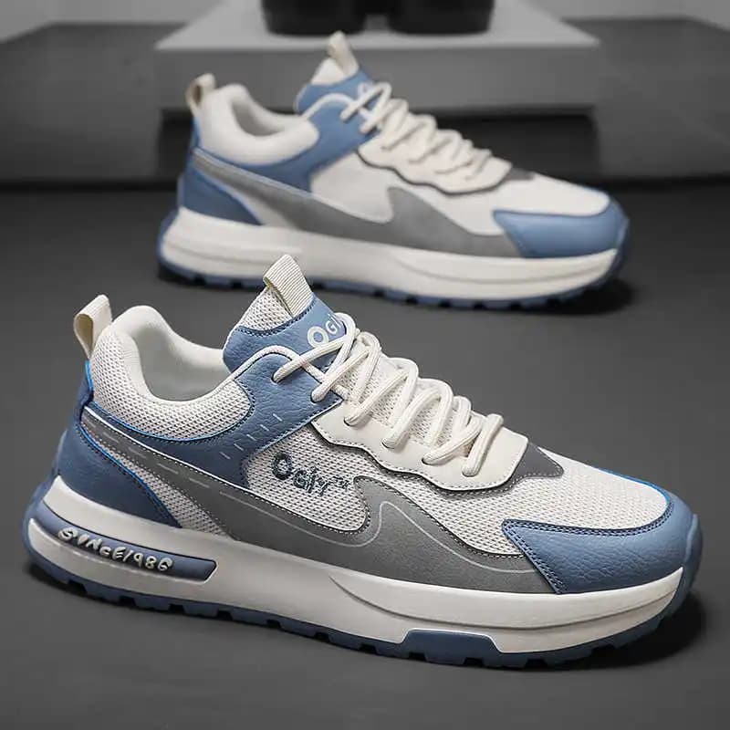Luxury men's sneakers with thick heel, woven, signed, for autumn and spring, by famous brands