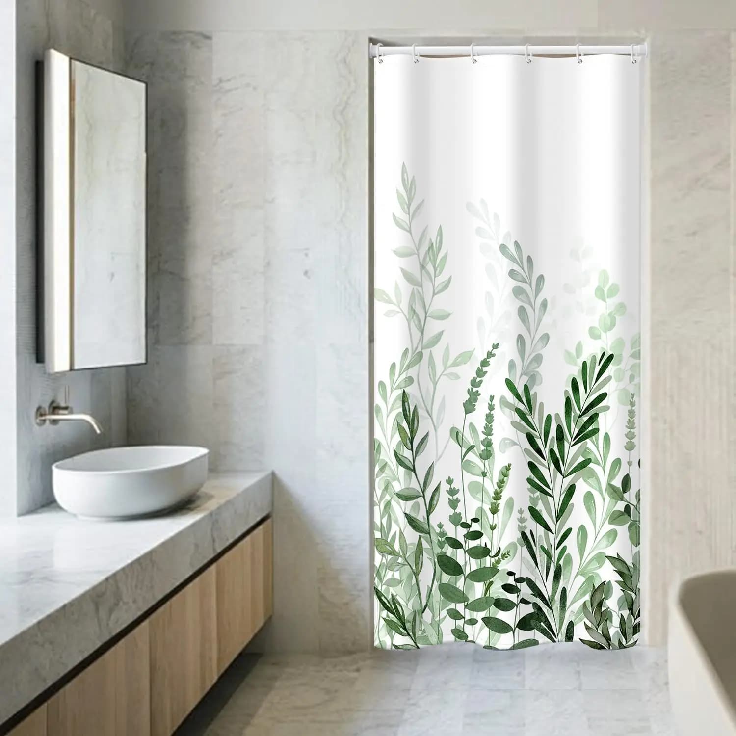 BESBESME Set tenda da doccia Boho Mid Century, tessuto impermeabile per l'arredamento del bagno, vasca da bagno moderna, lavabile in lavatrice, orlo ponderato