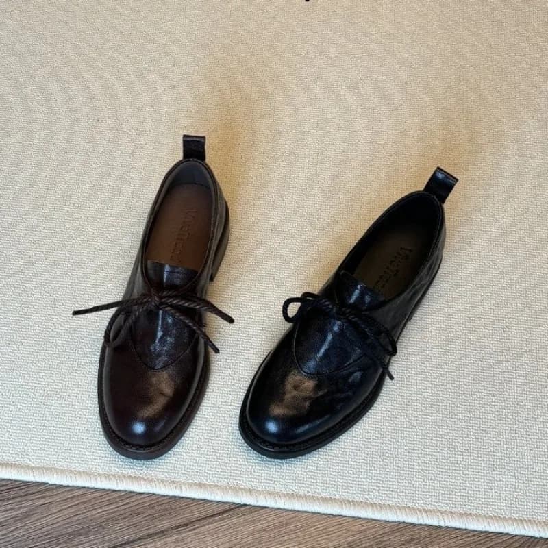 French Vintage Moccasins with Laces, New Spring Collection, Women's Shoes with Super Soft Low Heel