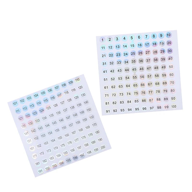 New Waterproof 1‑200 Laser Number Labels Stickers for Nail Polish Lipstick Color Tags