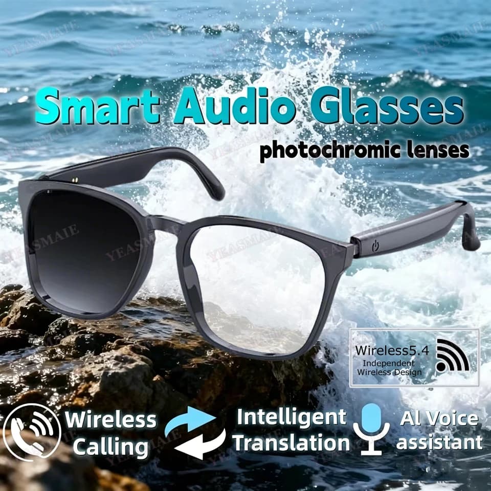 Ola Esporte Occhiali Smart Fotocromatici con Controllo Vocale Bluetooth, Chiamate, Musica e Protezione Anti-Luce Blu, Touch Screen Intelligente