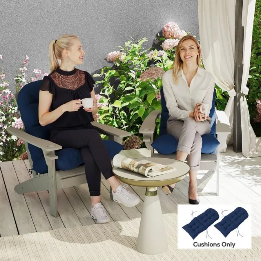 Set di 2 cuscini per sedia Adirondack con lacci, blu navy