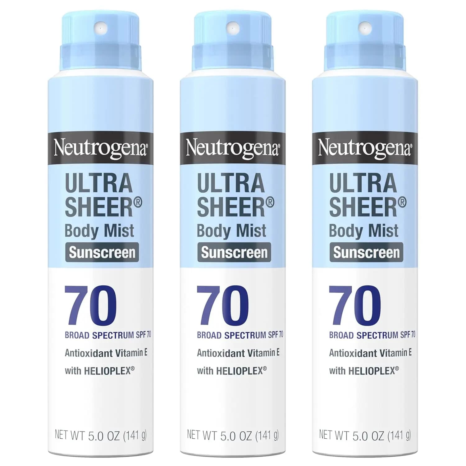 Ultra Light Solar Spray for the SPF 70 Body, UVA/UVB Protection Water Resistant, Non Untuoso, 3 Pack