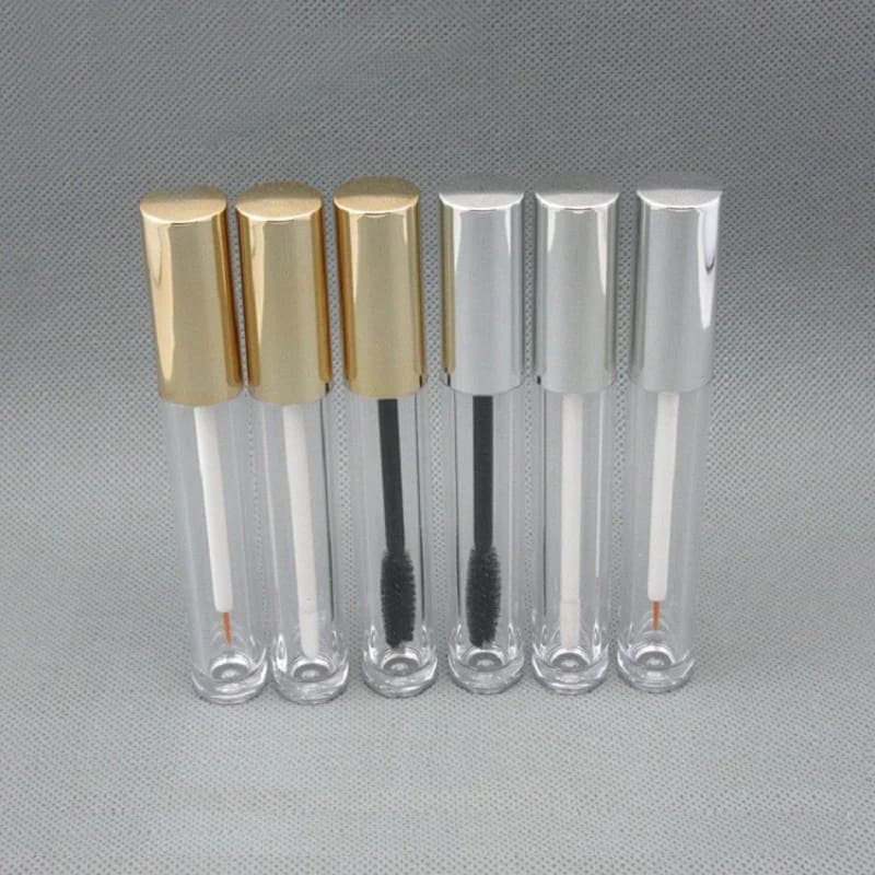 6 ml transparent lip tube with gold/silver lid, lip serum, glossy oil/myel/mascara/eyeliner liquid gel for make-up, cosmetic artistic nail packaging