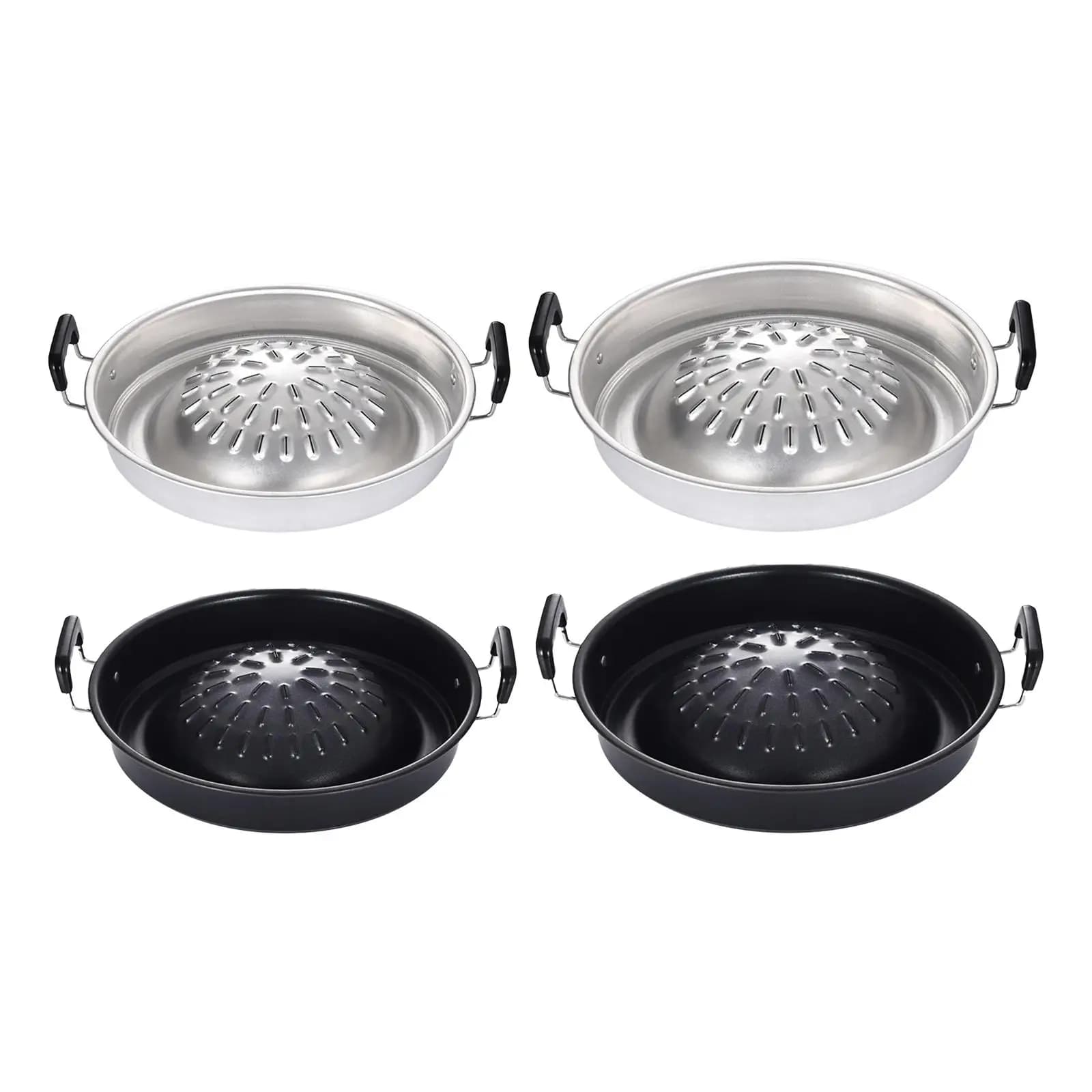 Grilling Plate for Camping, Cooking Board Meat, Internal and Exterior Use, Round Plate 2 in 1 for Domestic Barbecue