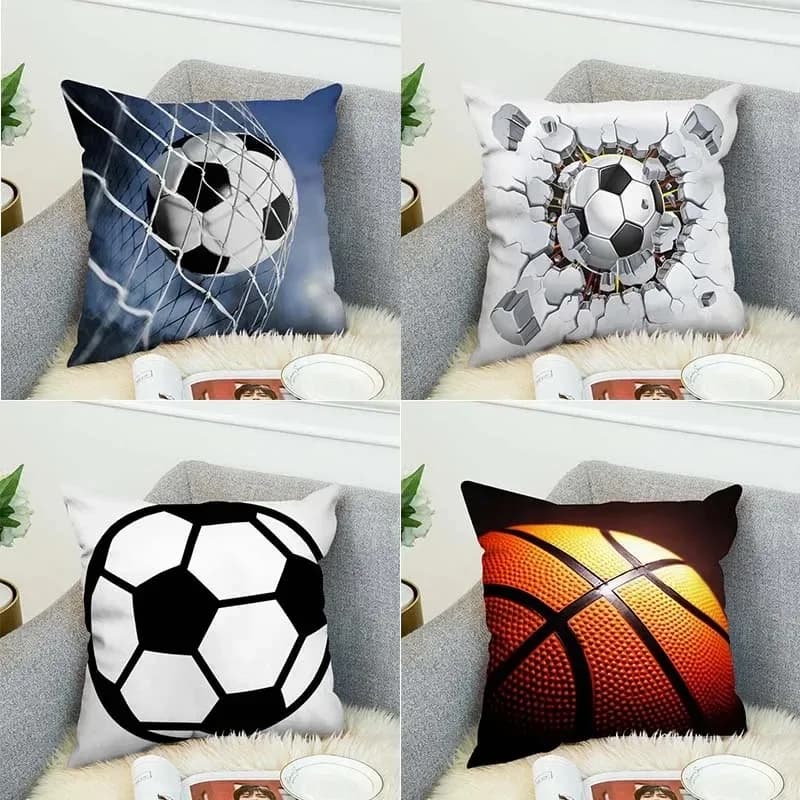 Fodera per cuscino con motivo basket e calcio, federa a tema sportivo per divano, letto, auto, soggiorno, decorazioni per la casa