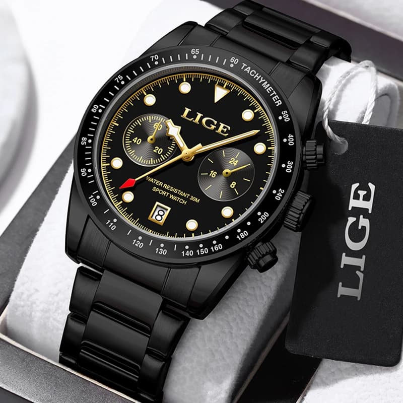 LIGE Nuovi Orologi Sportivi da Uomo, Marca di Lusso, Orologio da Polso Impermeabile Luminoso con Cronografo al Quarzo, Reloj Hombre