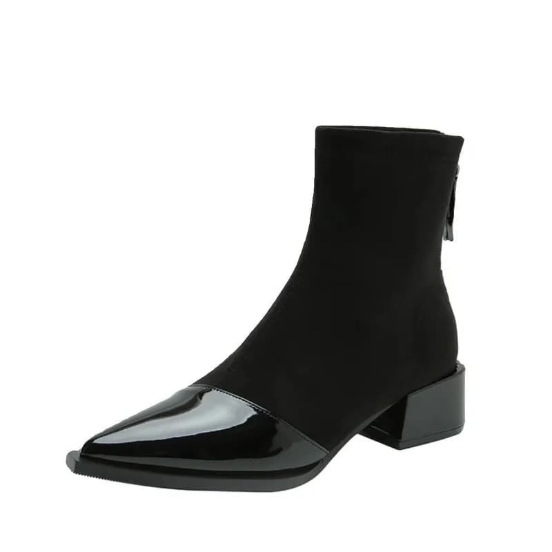 Stivali skinny Autunno Nuovo Punta a punta Giuntura Cerniera Suola morbida Scarpe da donna con tacco largo antiscivolo resistenti all'usura
