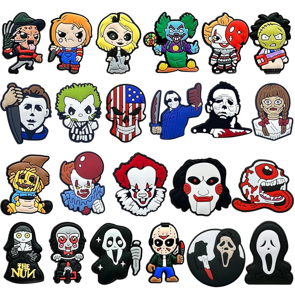 23Pcs Cartoon Shoe Charms Clog Sandal Accessories DIY Shoe Decoration Wristband Men Women Party X-mas Gifts