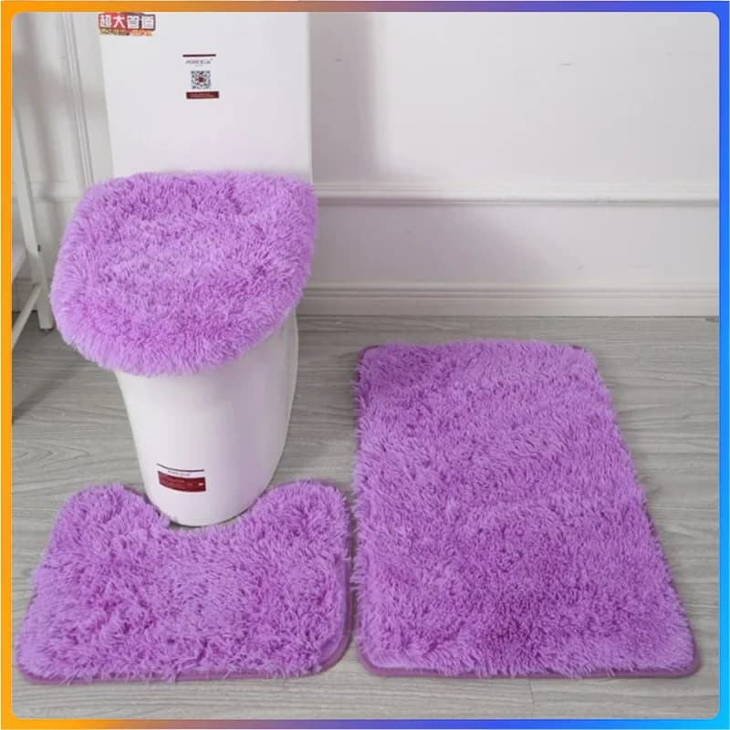 3 Pz/set Set di Tappetini da Bagno in Tinta Unita Peli Soffici Tappeti da Bagno Moderni Tappetini per Coperchio del Toilette Kit Rettangolo Tappetini a forma di U