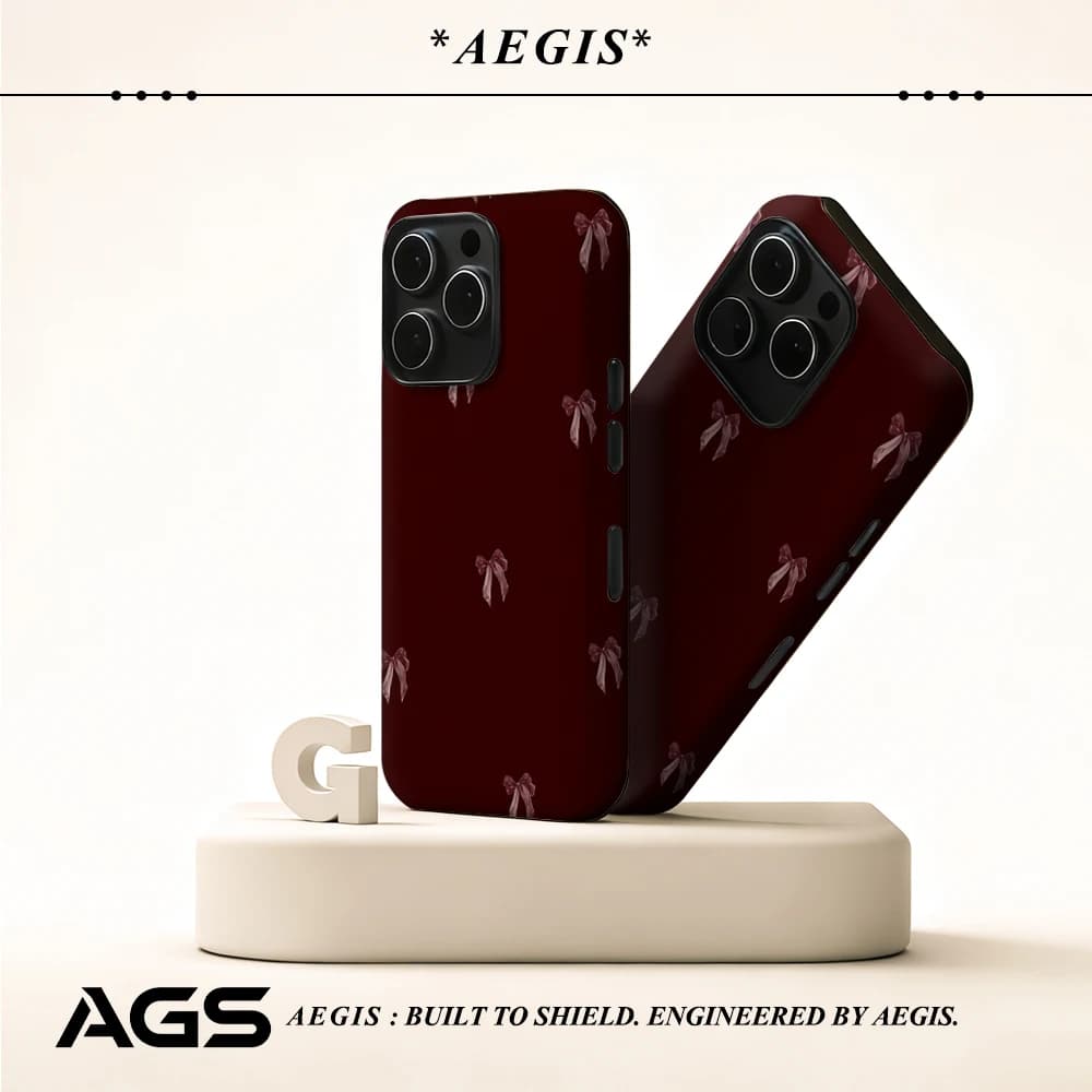 Custodia per telefono con fiocco bordeaux per custodia magnetica per telefono per IPhone 17 16 15 14 13 Pro Max Plus Custodia resistente singola a doppio strato