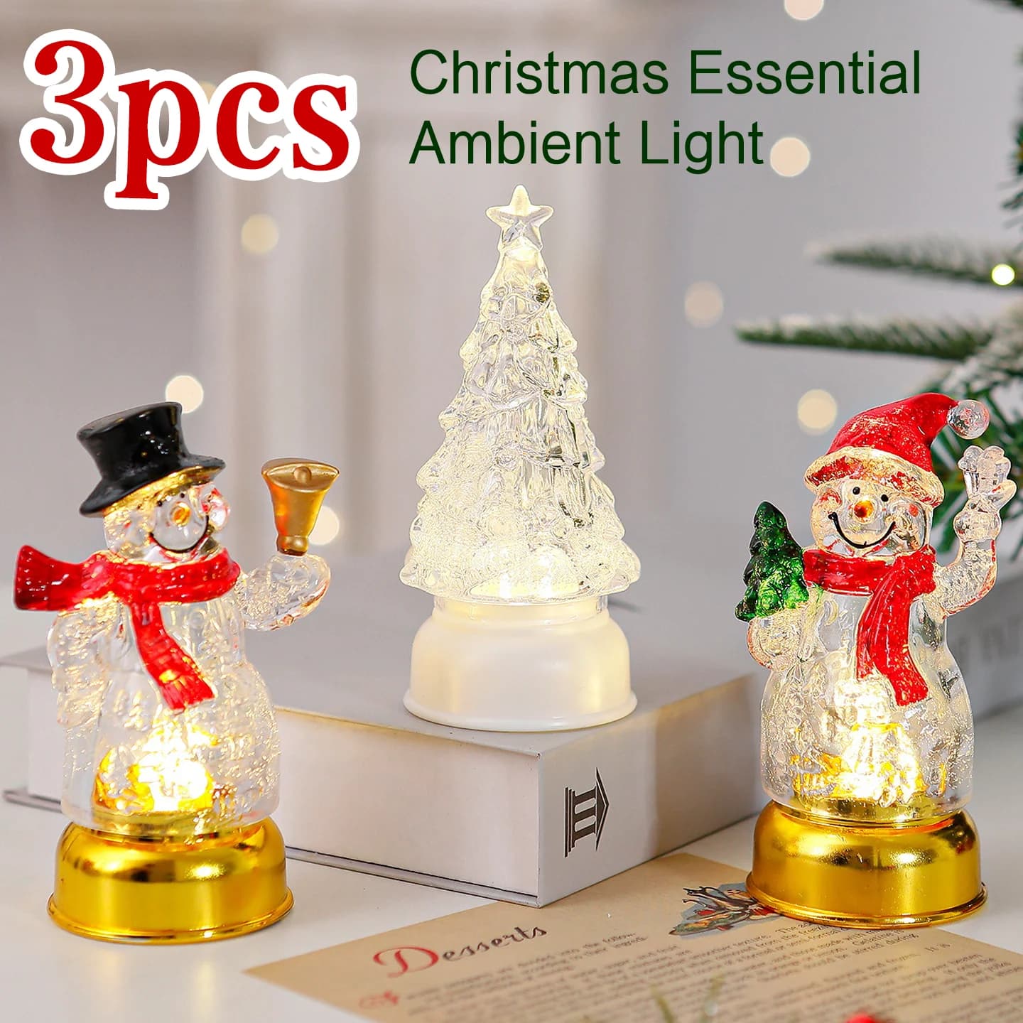 Snowman Light Christmas Tree Ornament Xmas Party Decor Festive Ambience Figurine 2026 Merry Christmas 2027 New Year Gift