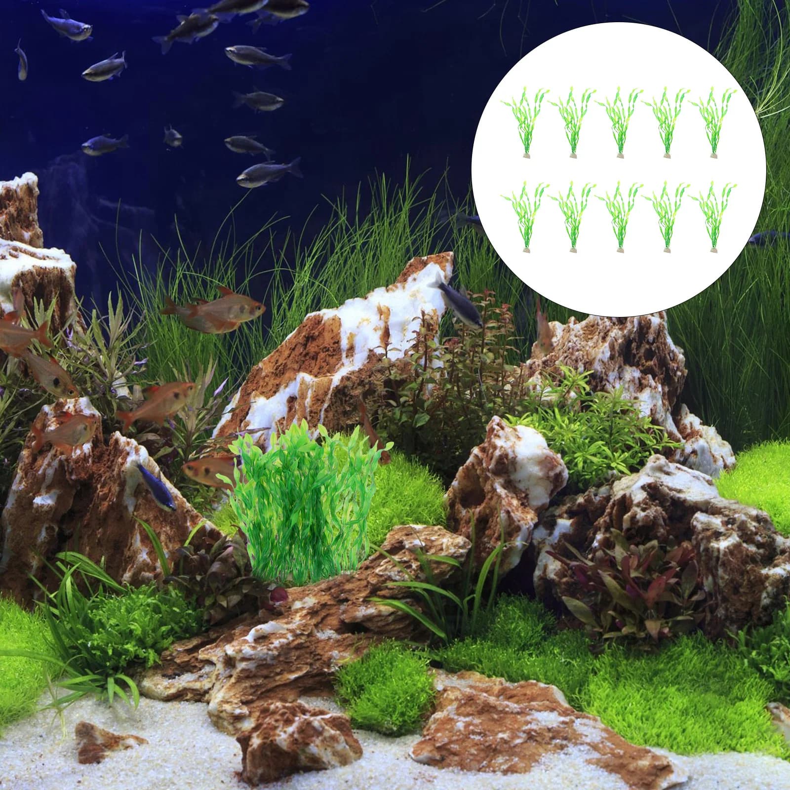 10 pieces of realistic artificial aquarium plants aquarium grass decoration resin realistic algae water plant landscape scene objects