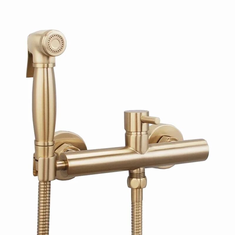 Vasca da bagno domestica Rubinetto caldo e freddo Toilette compagno caldo e freddo Pistola a spruzzo calda e fredda Oro spazzolato